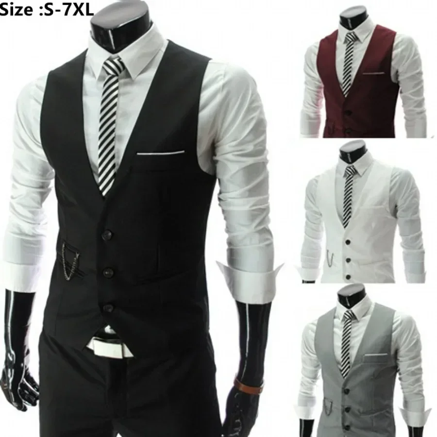 2026 Men's Fashion Suit Vest Slim Fit Korean Version Work Suit Vest Male Professional Formal Business Dress Vest Coat Male 7XL