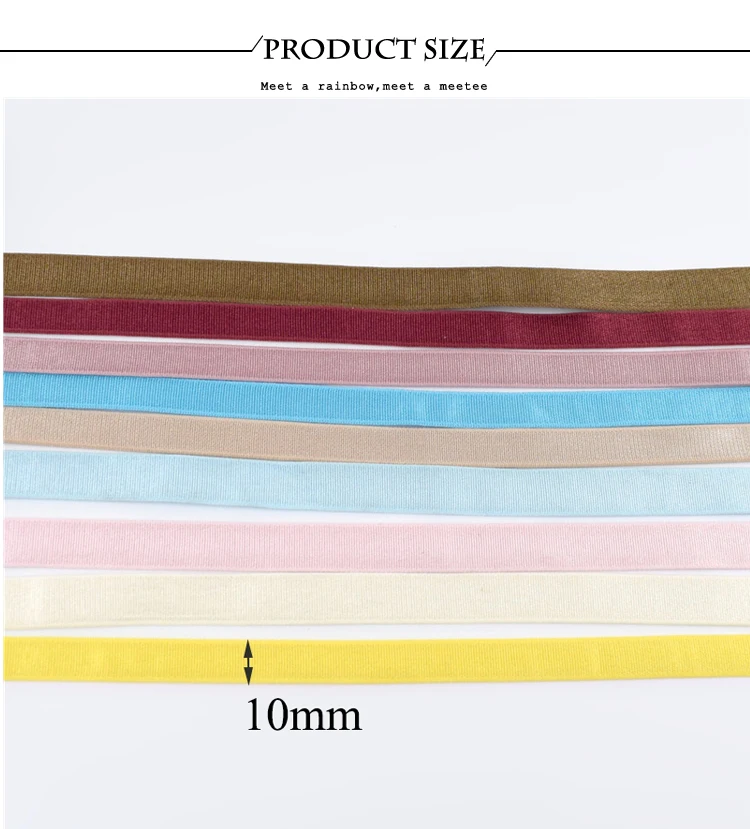 Meetee 5/10/20Meters 10mm Width Colored Elastic Bands Underwear Shoulder Strap Bra Nylon Webbing DIY Garment Sewing Accessories