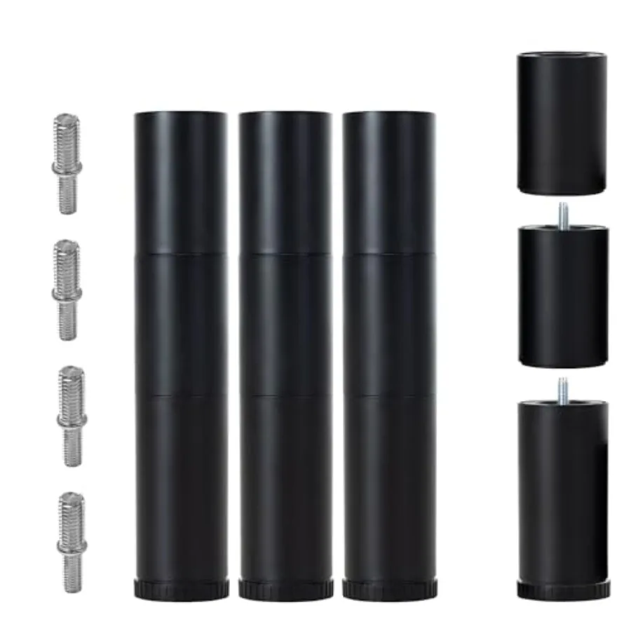 

Adjustable Bed Legs Replacement for Adjustable Bed Base Frame 4 Kind Threads Include 12 inch 3-in-1 Screw in Legs Set of 4