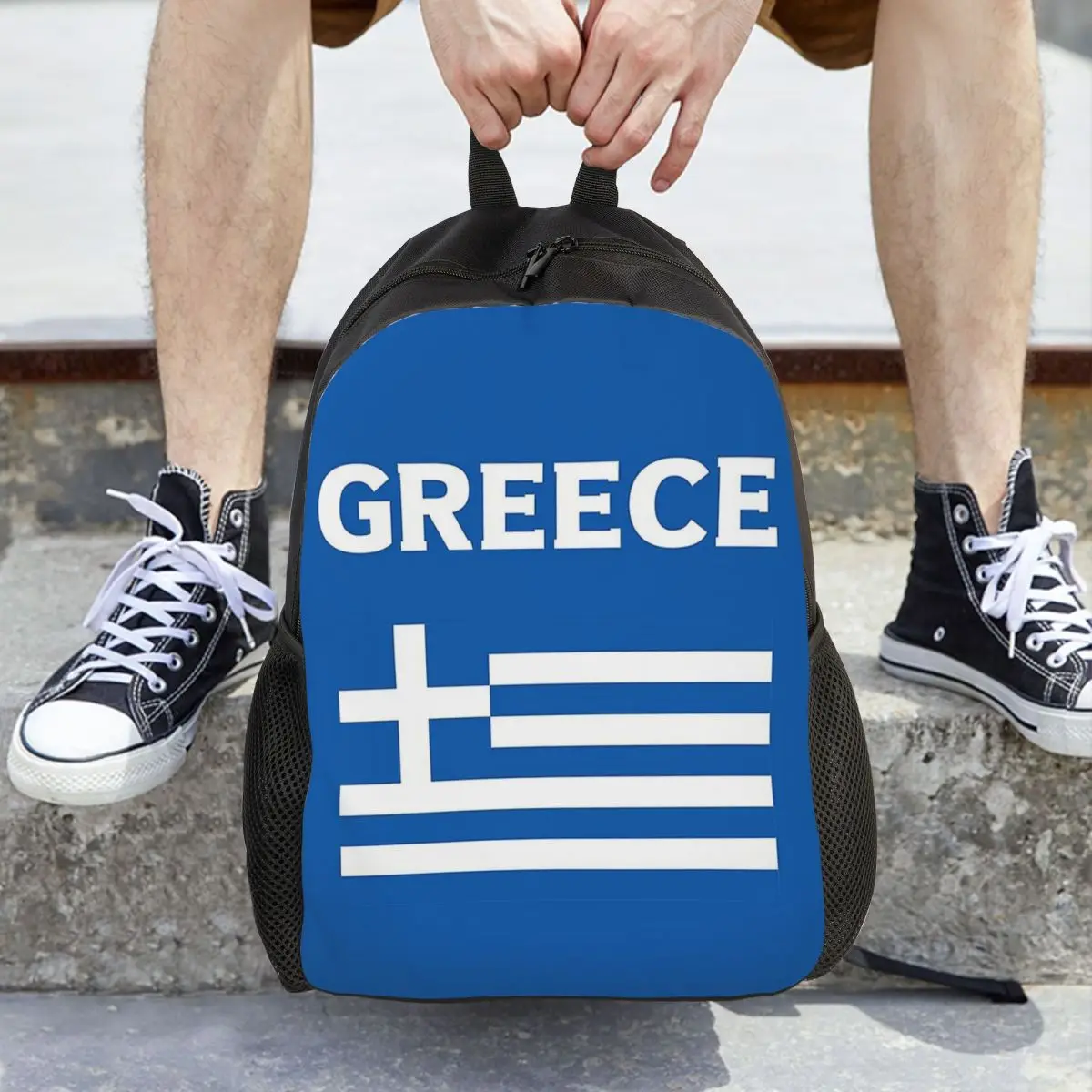 

Greece Greek Flag Backpack Hot Sale Daypack Large Capacity Children BookBag School Bag Shoulder Bags for Men Women
