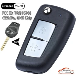 KEYECU 2 przyciski 433MHz ID46 Chip do Nissan Micra Note 2014 2015 2016 2017 Auto zmodyfikowana klapka zdalnie sterowany klucz Fob TWB1G766