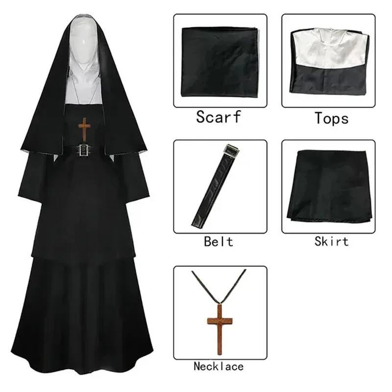 Halloween The Nun Cosplay Mask Costume Horror Films Cosplay Halloween Costume The Conjuring Black Women Halloween Costume Mask
