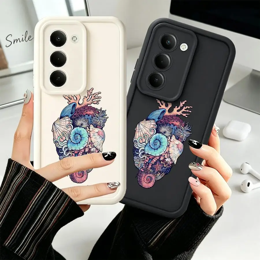 Seashell Coral Heart Phone Cover Case for Samsung Galaxy A56 A51 A73 A26 A32 A71 A72 A34 A15 A16 A12 A13 A23 A35 A36 A53 A54