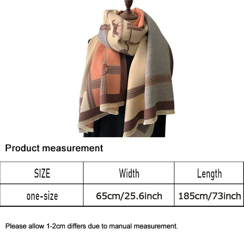 Fashion Luxe Winter Kasjmier Sjaal Vrouwen 2022 Ontwerp Warm Pashmina Deken Paard Sjaals Vrouwelijke Shawl Wraps Dikke Foulard