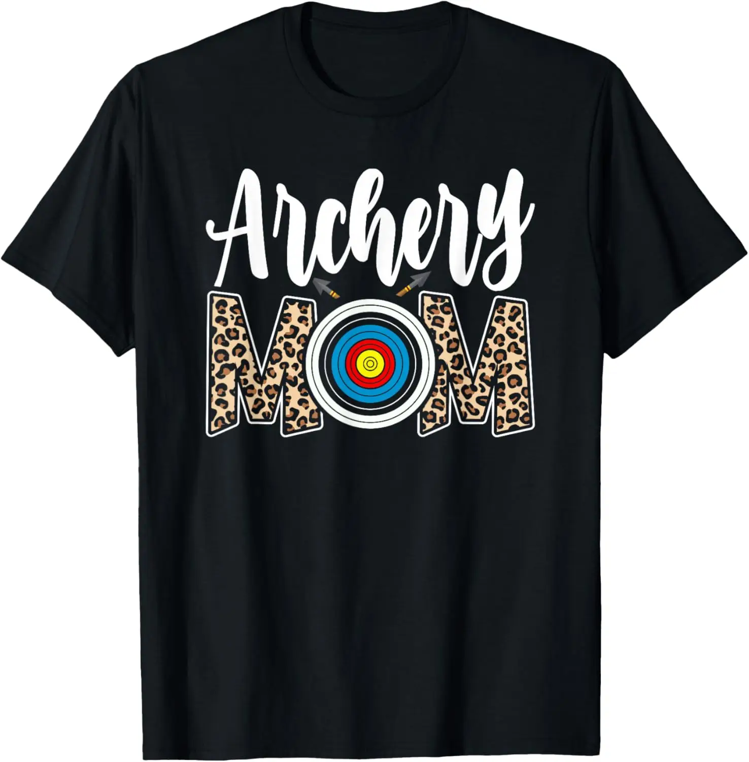 Mom Leopard Archery Mama T-Shirt 100% Cotton Trendy Y2K Short-Sleeve Tee-Soft, Quick-Drying, Moisture-Wicking; Ideal Sports