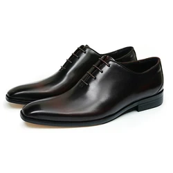 Luxury Wedding Male Shoes Oxford Shoes Men's Genuine Leather Handmade British Business Formal Pointed Toe Event Leather Shoes