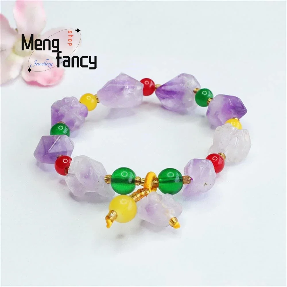 

Natural Amethyst Exquisite Bracelet Nine Purple Fire String Colourful Fashion Luxury Jewellery Simple High-grade Holiday Gift