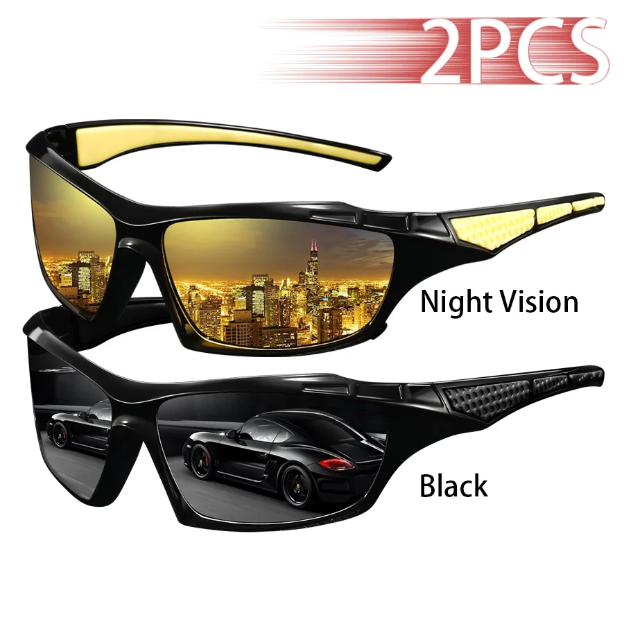 2 Stück Modische Farbblock-Vintage-Sonnenbrille für Autofahren, Angeln, Radfahren, Sport, Herren und Damen, Laufen, Bergsteigen – Detail 4