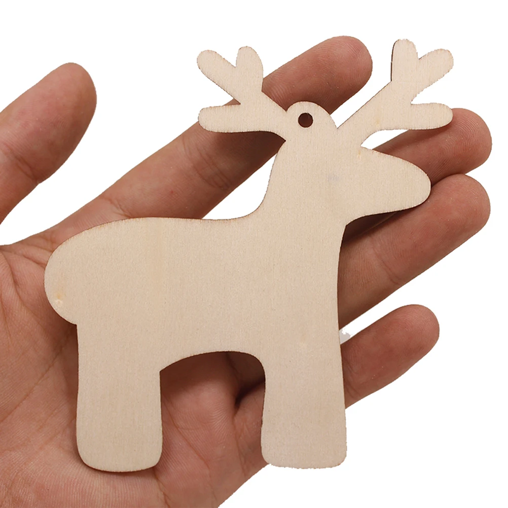 

10Pcs Elk Wooden Xmas Tree Ornaments Christmas Hanging Pendant Safe Healthy Stylish Home Decor Wooden Hanging Ornament