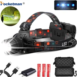 Powerful LED Headlamp High Lumens Zoom Headlight Rechargeable Head Lamp Waterproof Head Front Light Head Flashlight