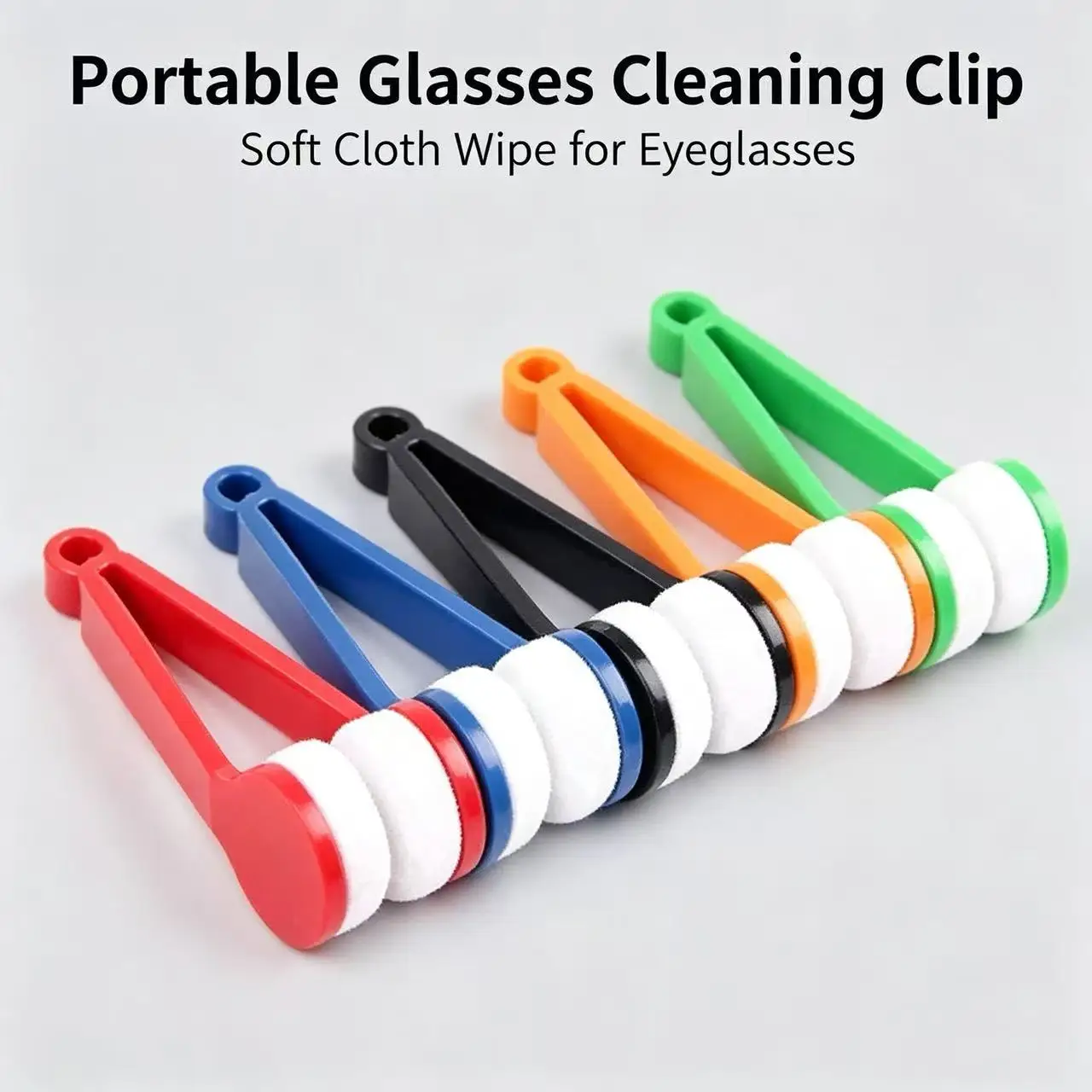 3Pcs Random Color Portable Glasses Cleaning Clip Multi-function Lens Cleaner Soft Pad Scratch-Free Eyeglass Wipe for Spectacles