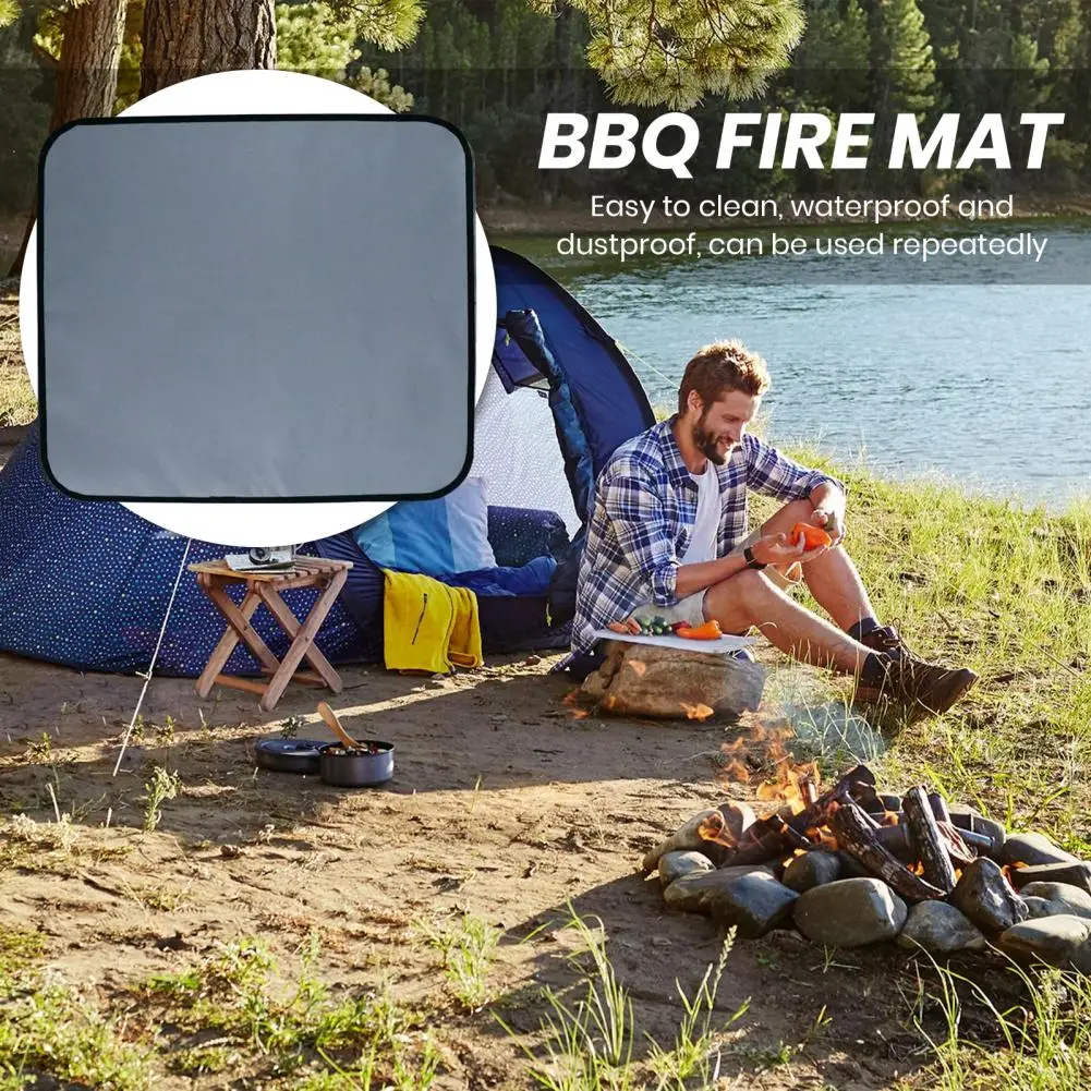 Camping Accessories Fireproof Bbq Mat for Outdoor Tabletop Grill Waterproof Heat-resistant Barbecue Pad Flame-retardant Camping