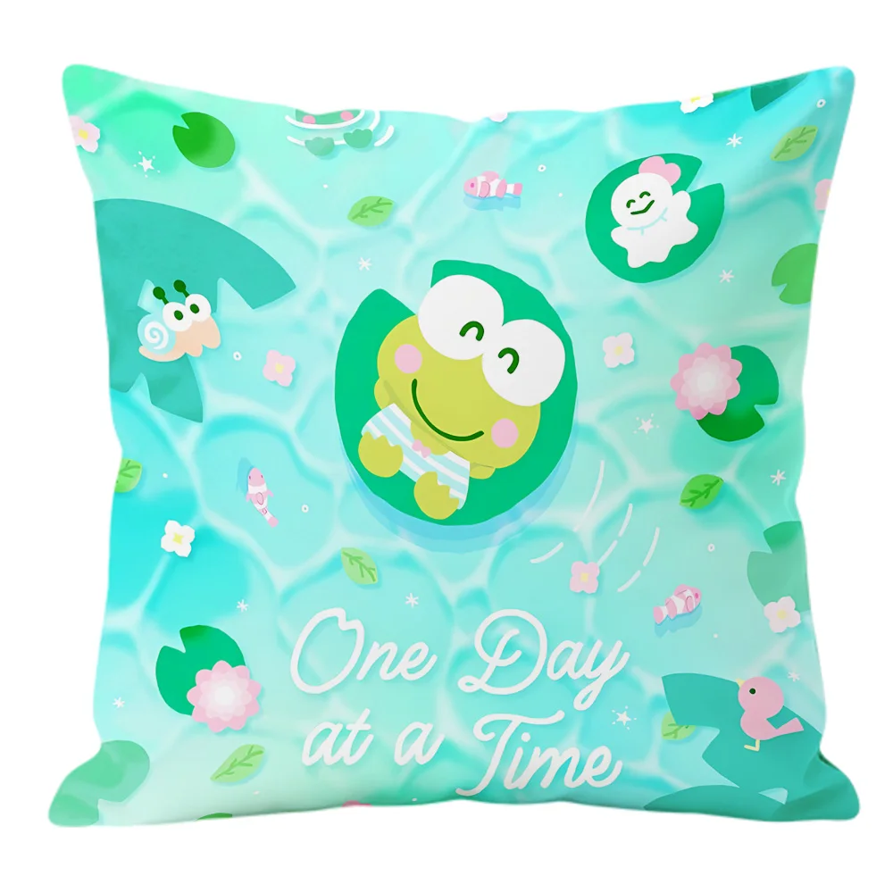 Keroppi Double Sided Print Pillow Cover Decorative Cushion Cover for Sofa Bedroom Cool Things for the Room Kawaii Room Decor