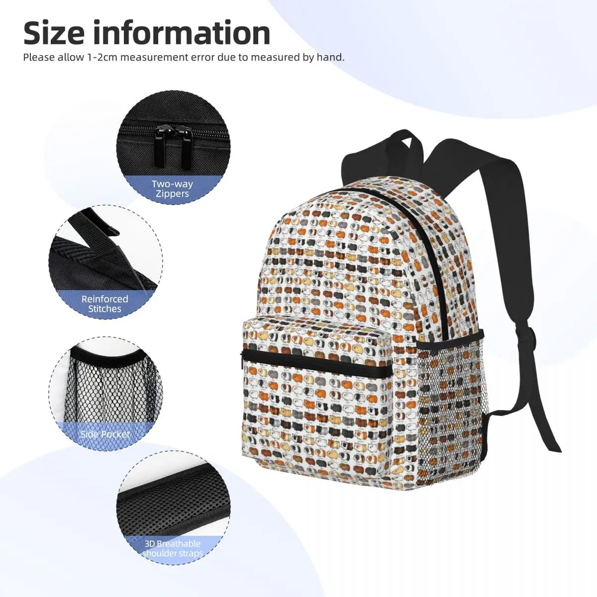

Guinea Pig Student Backpack School Bag Hiking Travel Daypack for Men Women Fashion Bookbag Shoulder Bags