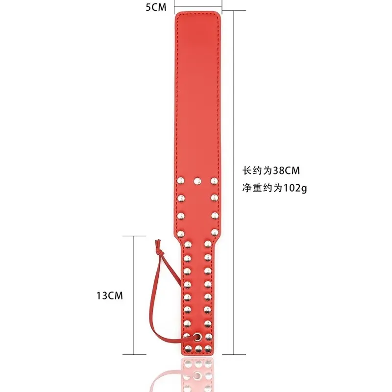 38CM Punk Rivet Spikes PU Leather Spanking Paddle Slapper Whip for Horse Training
