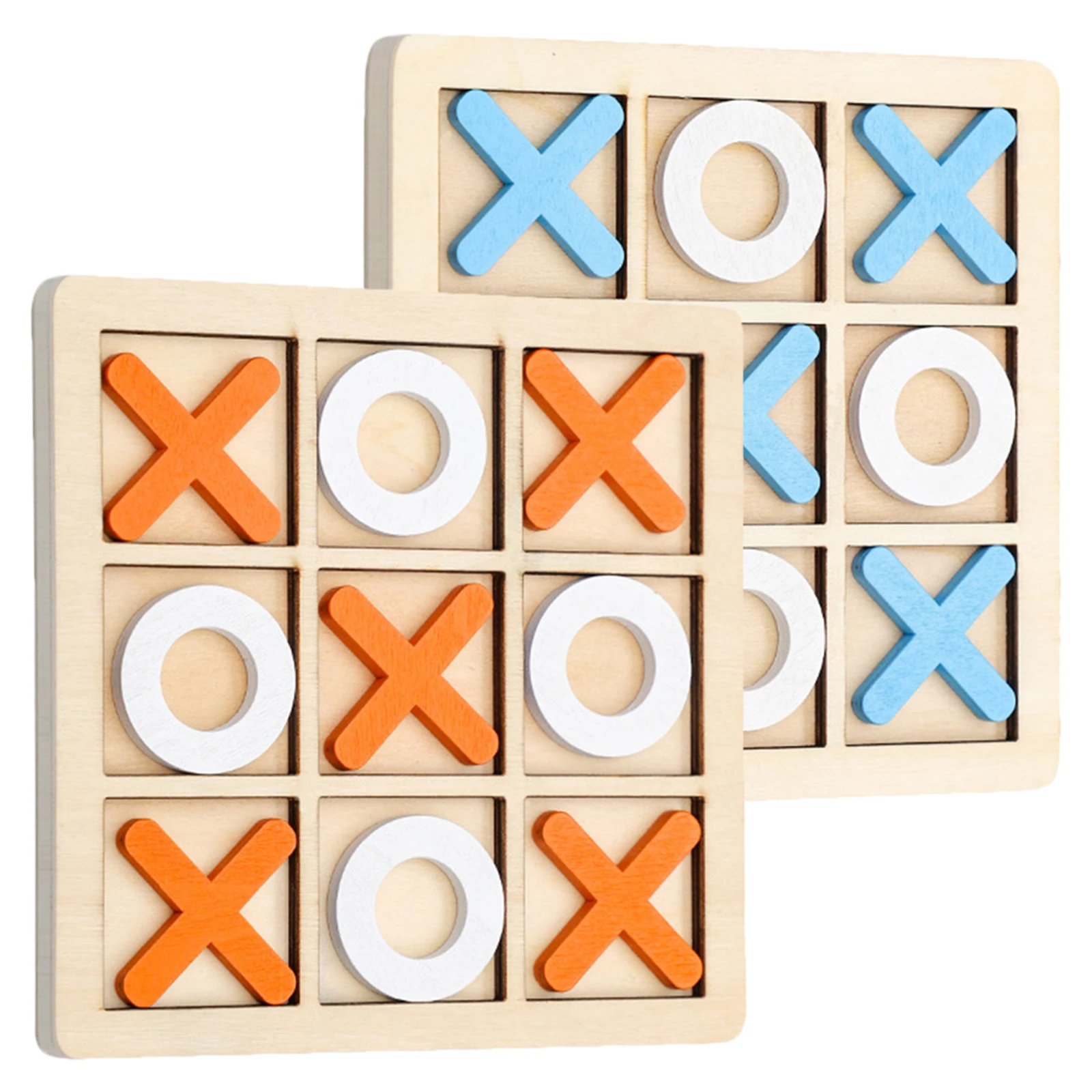 

2 Sets Toys Wooden Tic Toe Game Chess Kids Tabletop Children Board Parent-children Interactive Dining Chessboard Games Toddler
