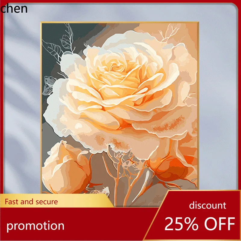 H1blooming flowers factory direct sales diy digital oil painting e-commerce one piece dropshipping rose gift decorative painting