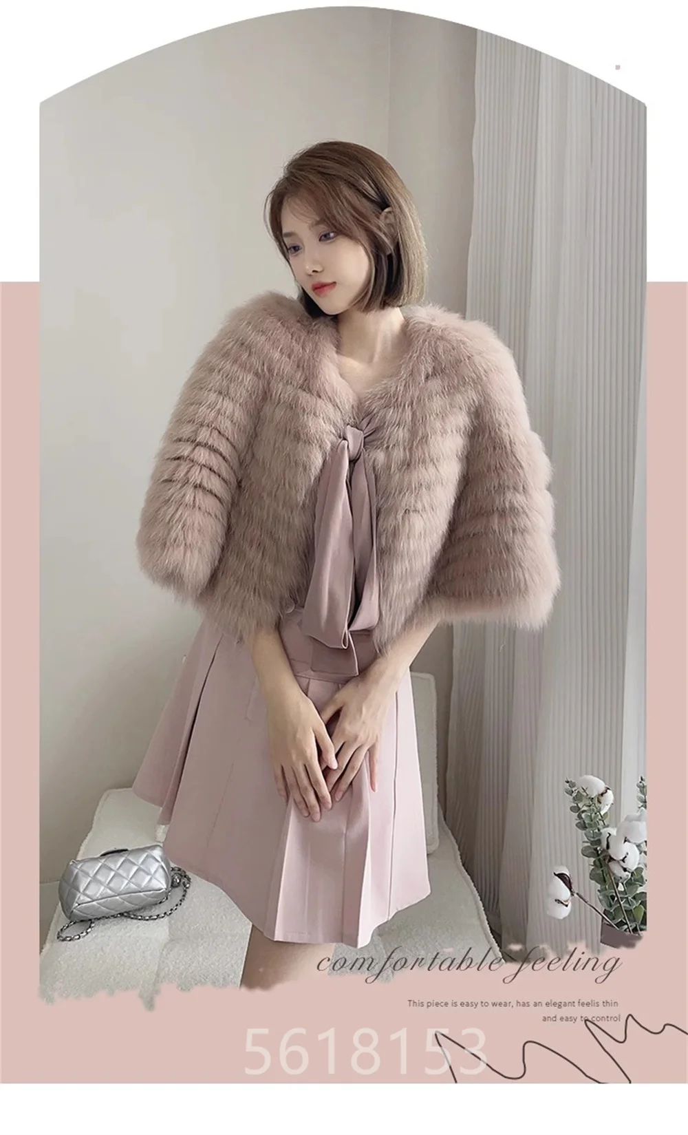 

One 2023 New Temperament Fur Women's Fox Car Stripe Cloak Coat (4 colors available)