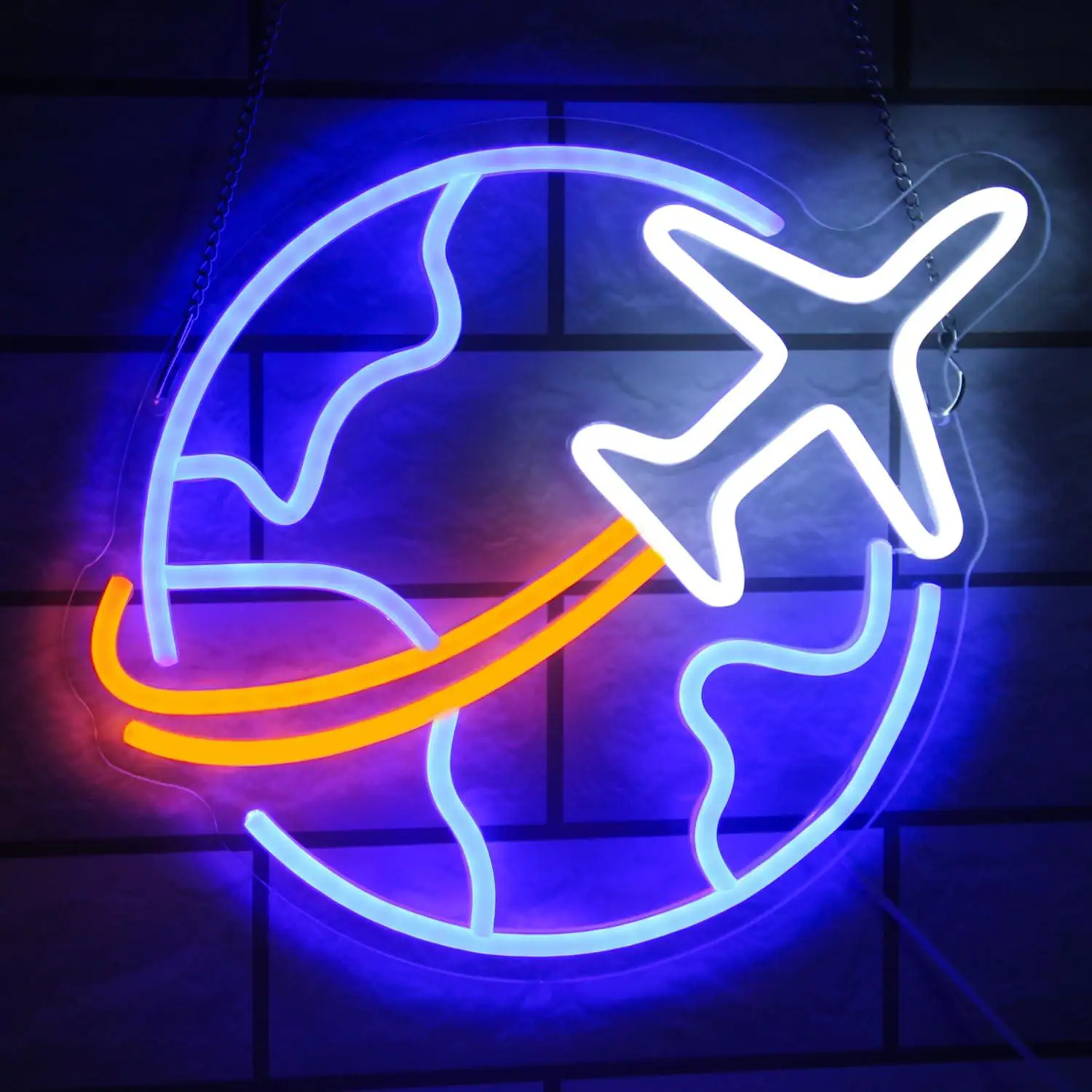 

Airplane Travel Neon Sign Plane Dimmable Earth Neon Lights for Bedroom Living Room Game Room Man Cave Decoration Kids Gifts