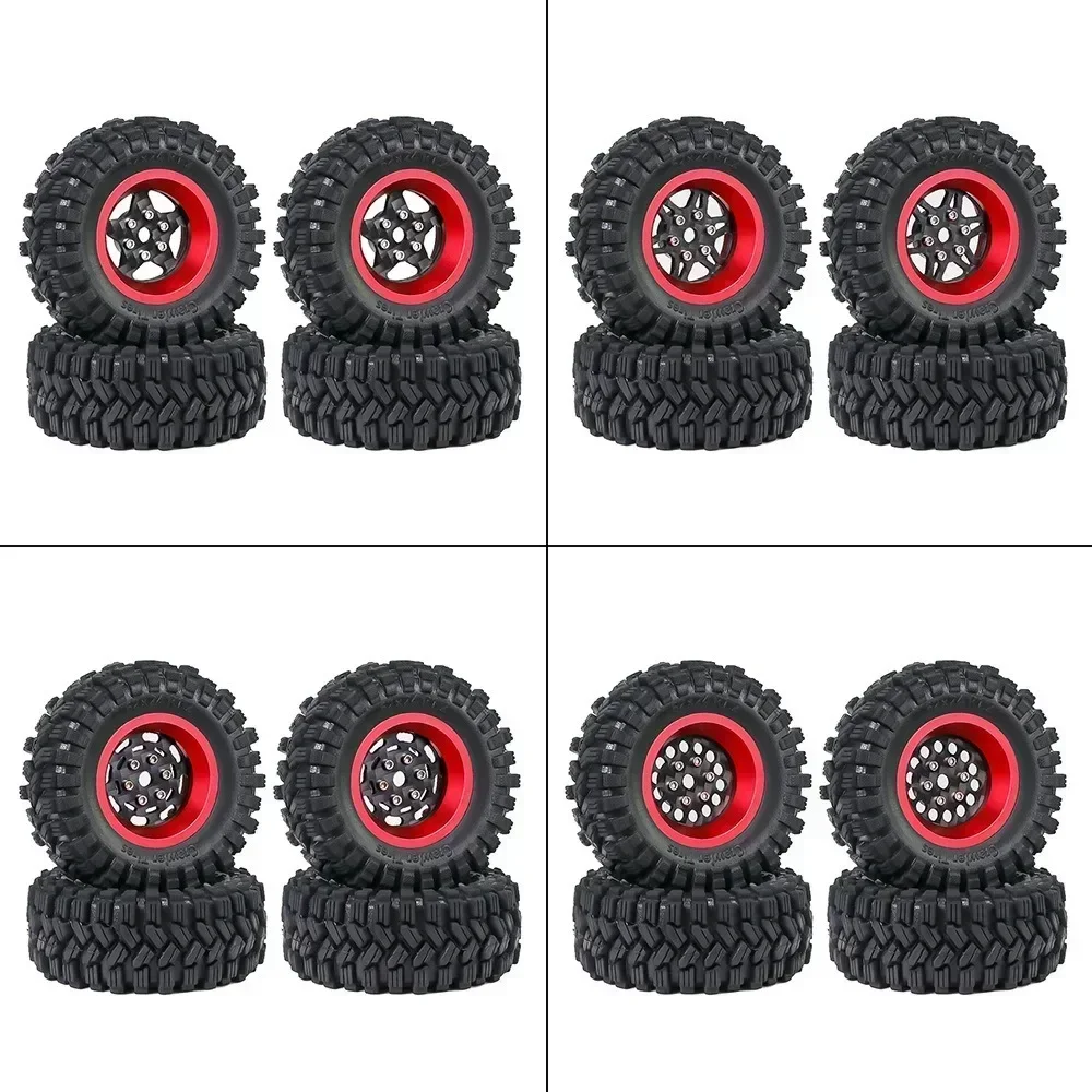 

4pcs 62mm 1.2" Carbon Fiber Beadlock Wheel Tire Set For 1/18 1/24 RC Crawler Car TRX4M SCX24 AX24 FCX24 Upgrade Parts