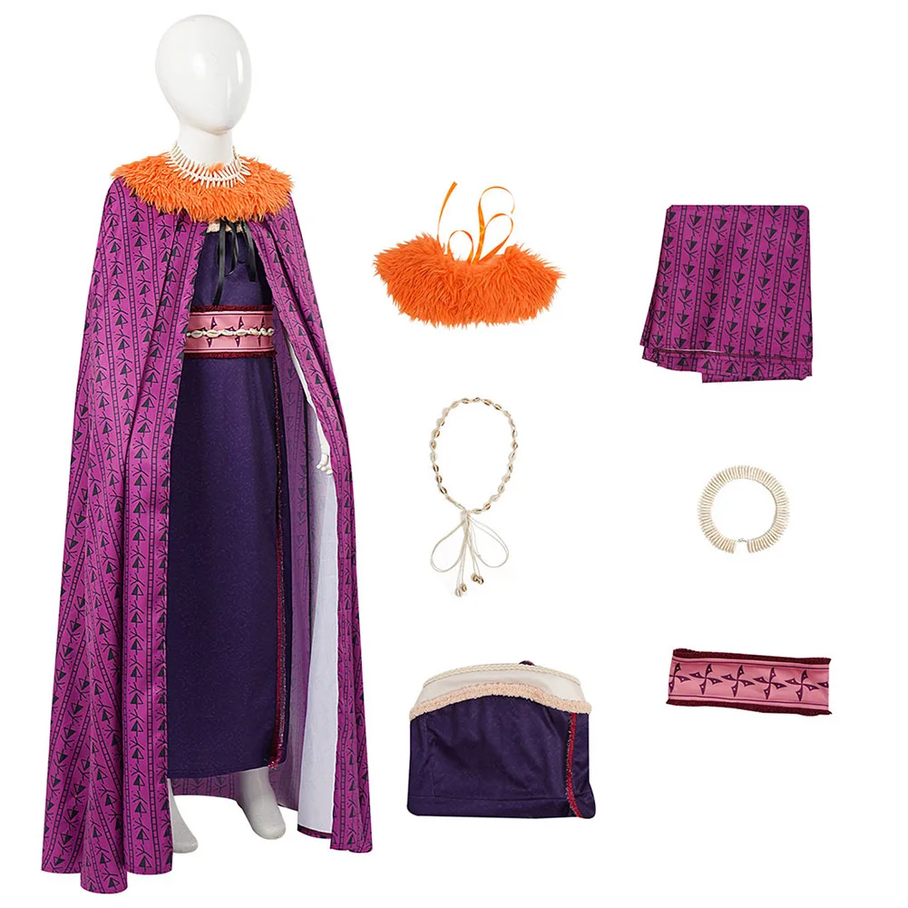 Disfraz de villano Matangi para niños, disfraz de princesa del océano de película de dibujos animados, vestido con capa, trajes con cinturón, traje de fiesta de Halloween para niños