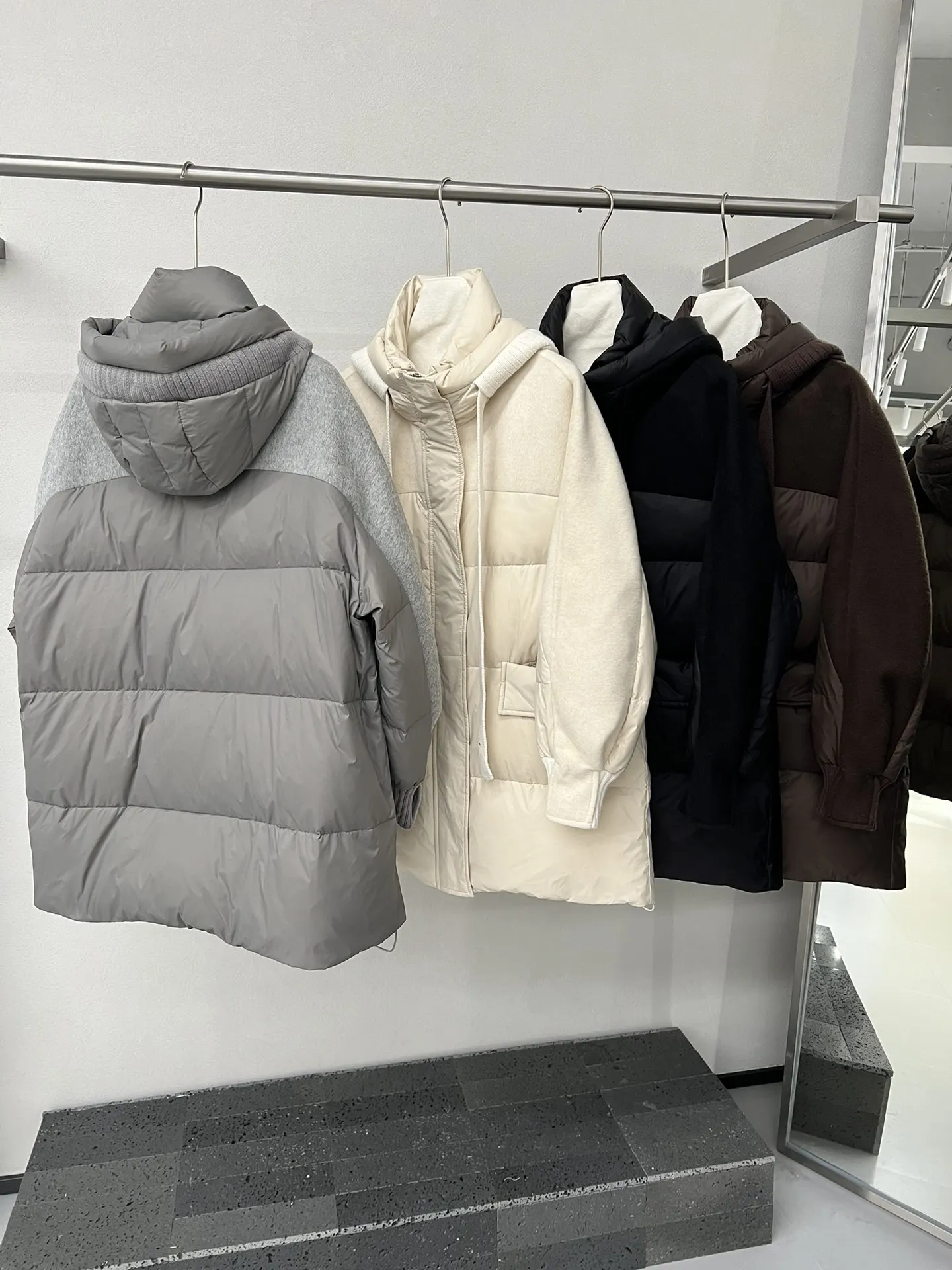Autumn And Winter New White Duck Down Filled Double-Faced Cashmere And Wool Splicing Short Down Jacket