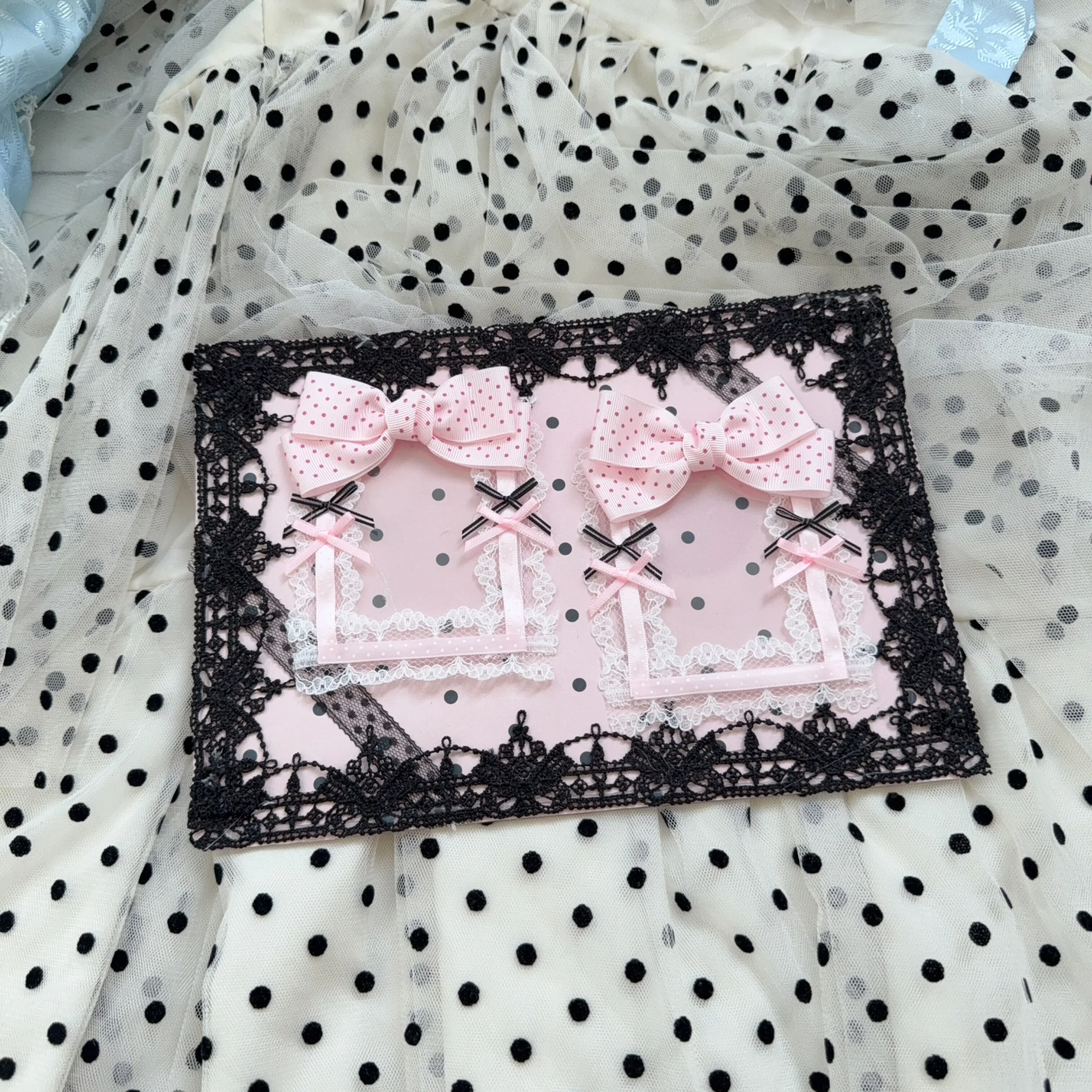 Finished Pain Board Original Polka Dot Lta Bag Transparent Window Decorative Pain Board Cute Exquisite Small Card Ribbon