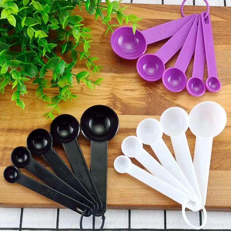 5pcs/set Kitchen Measuring Spoon Measuring Cups Measuring Tools Portable Plastic Coffee Sugar Scoop Kitchen Gadgets