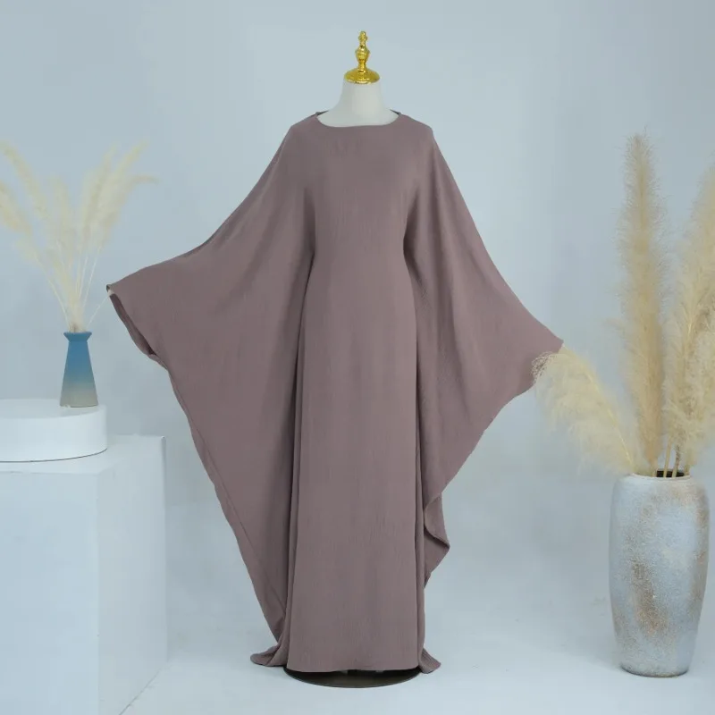 

Loose Batwing Design Modest Belted Dress Middle East Plus Size Prayer Abaya EID Ramadan Islamic Arab Clothing for Women Robes