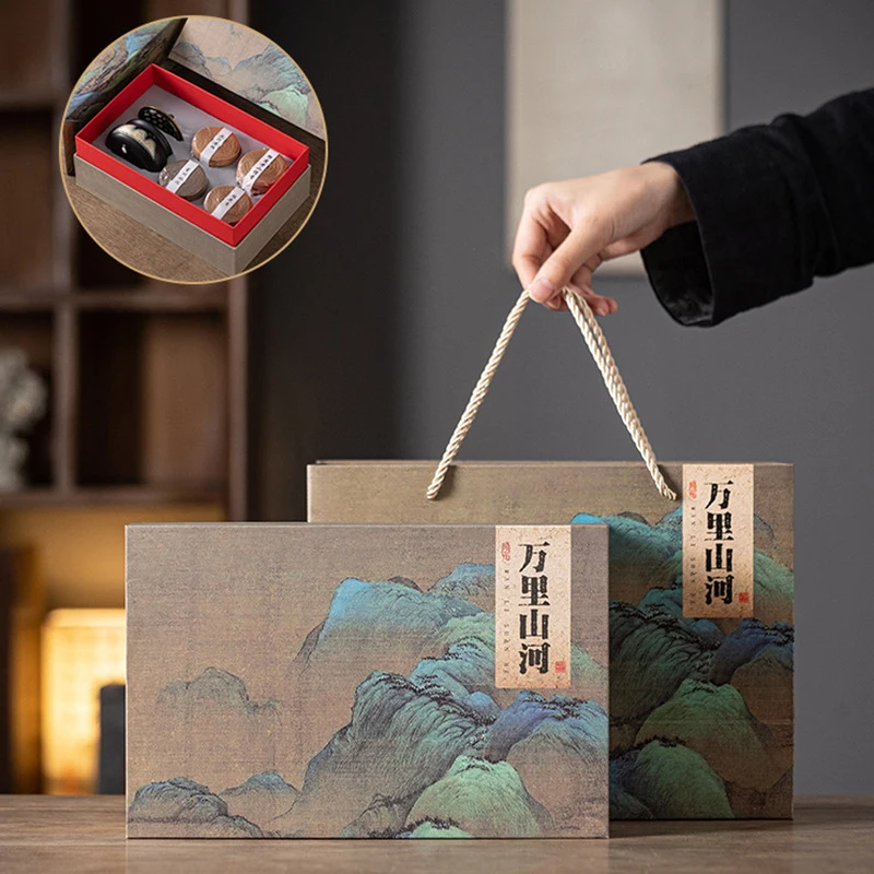 Chinese Cultural Trend Ceramic Incense Burner Set With Landscape Motifs - Practical Gift For Leaders And Elders During The Drago