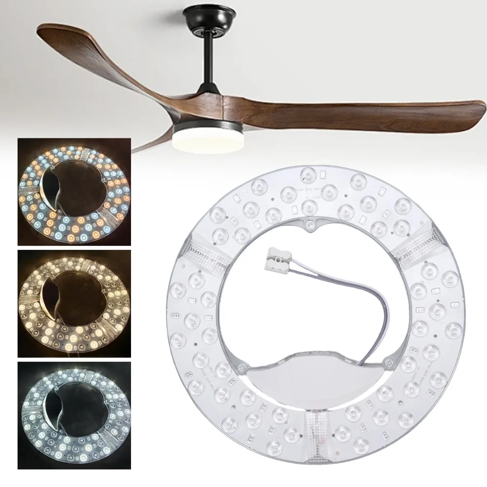 Convenient 48W/72W Ceiling Fan Light Module 3CCT 9.45 Inch Ceiling Light Retrofit Kit Energy Saving Ceiling Light Home Use