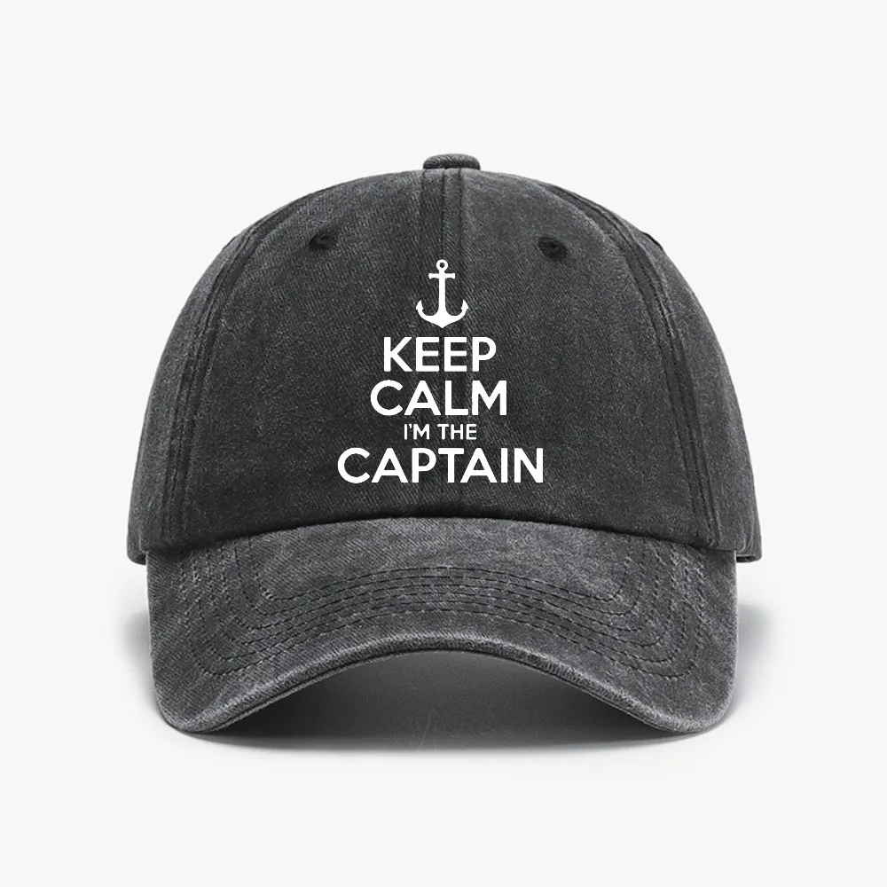

Keep Calm I'm The Captain Motor Boat Sailing Sea funny baseball cap fashion Vintage Washed Denim Hat Summer sun Snapback hats