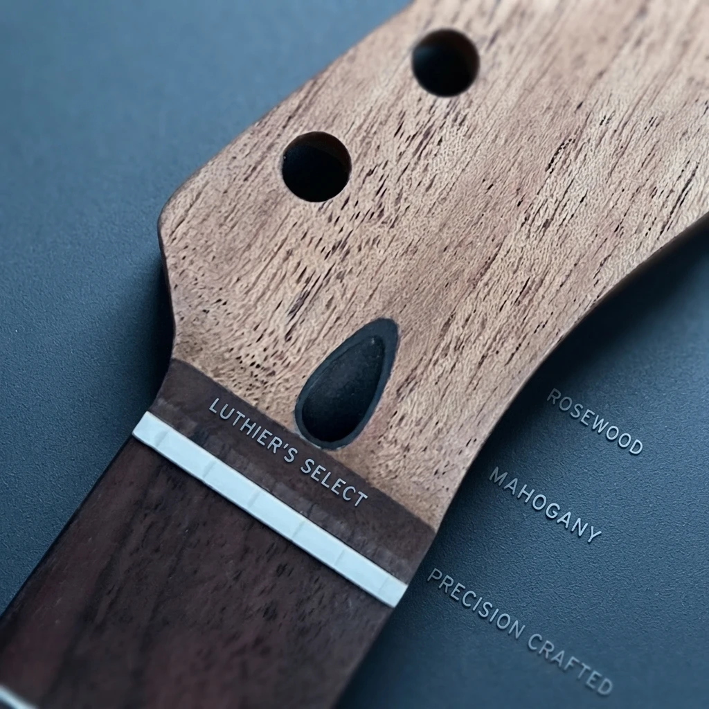Dark Fretboard Dark Wood 22 Frets ST TL Electric Neck, Truss Rod, Gloss Finish, Standard Scale, 56mm Heel Replacement Part