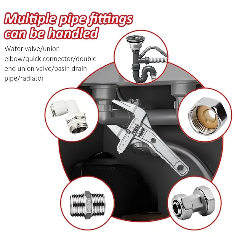 Bathroom Wrench Multifunctional Universal Wrench Big Opening and Toothed Anti-skid Dual-purpos