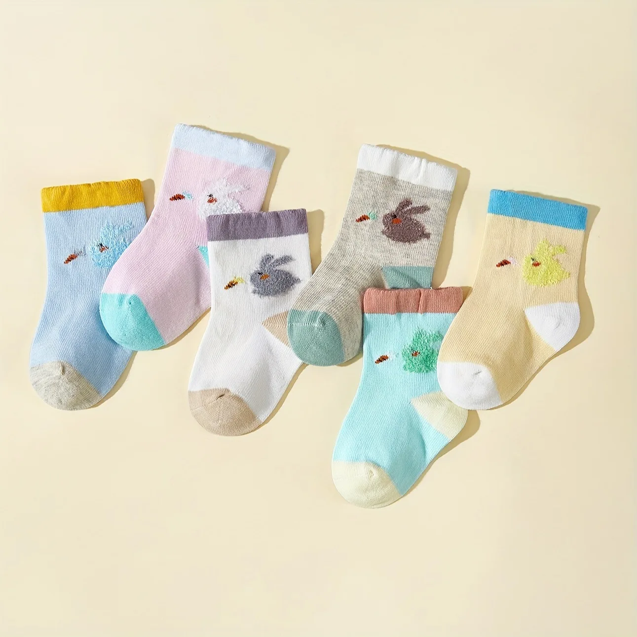 6 Pairs a Lot MILANCEL New Autumn Baby Color block Socks 6 Colors Boys Cute Cartoon bunny Anklet Kids Infant Thin Dark Socks