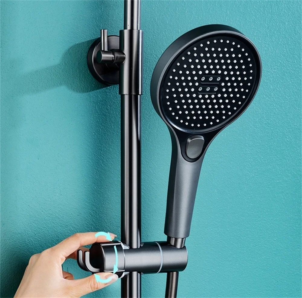 ABS Einstellbare Dusche Kopf Halter Dusche Halter Clamp Duschkopf Schiene Rutsche Halterung Bad Zubehör Rotation Haken Design – Detail 5