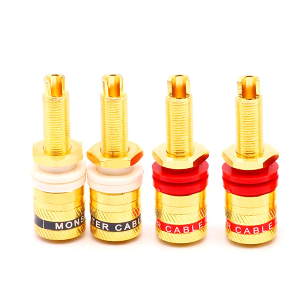 HiFi 4pcs High quality Brass gold plated Binding post 4mm Banana plug terminal for audio speaker amplifier