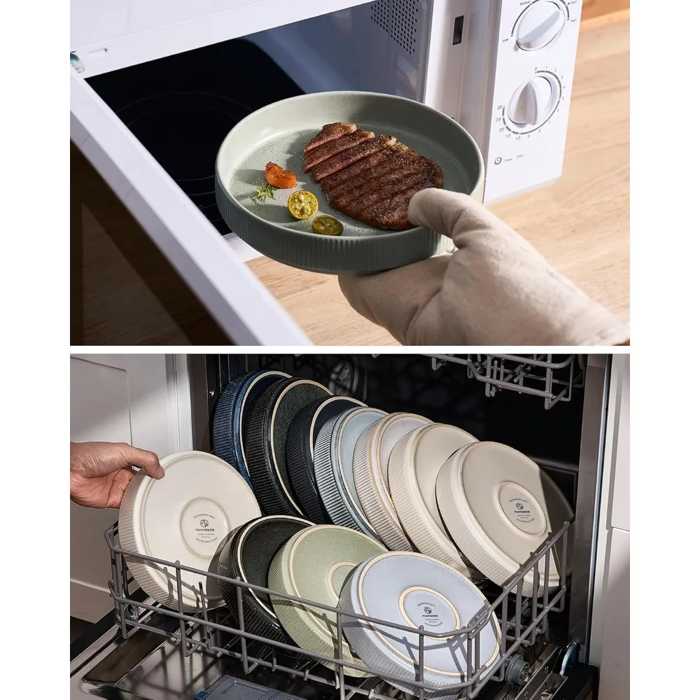 Большие миски для макарон, набор из 6 предметов, миски для обеденного салата, светло-зеленые неглубокие миски для еды, идеально подходят для сервировки макарон и салатов