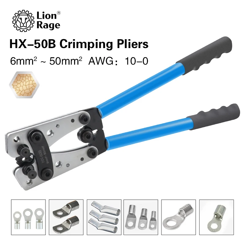 Crimpzange Rohrklemmen Crimper Sechskant-Crimpwerkzeug Multitool Batterie Kabelschuh Kabel Handwerkzeuge HX-50B 6-50 mm2 AWG 10-0 – Detail 1