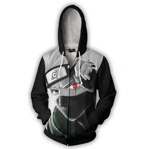 

Spring New Men's Top, Kakashi Character Print Hooded Sweatshirt