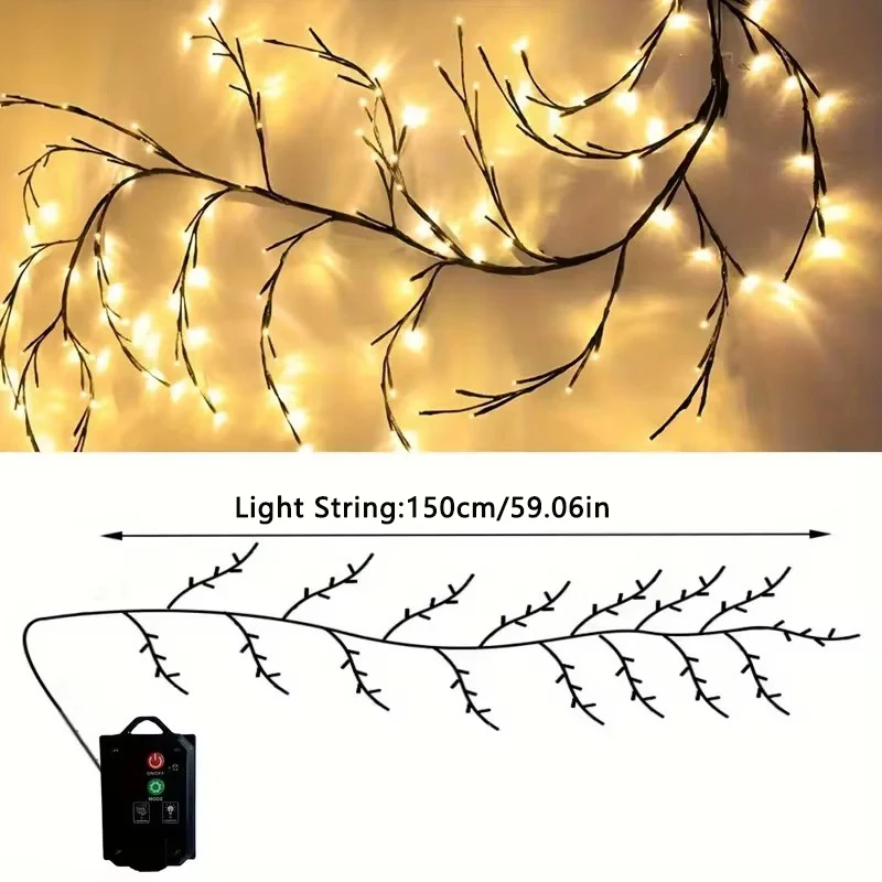 Rattan Branch Lights String Solar Willow Vine Light For Home Decor Willow Vine 72LEDs Lights For Wedding Living Decor Lamp