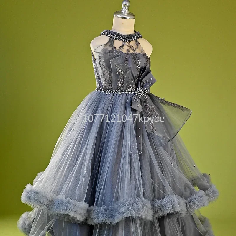 Children's dress princess dress design sense children's bow tutu christmas girls show costume wholesale