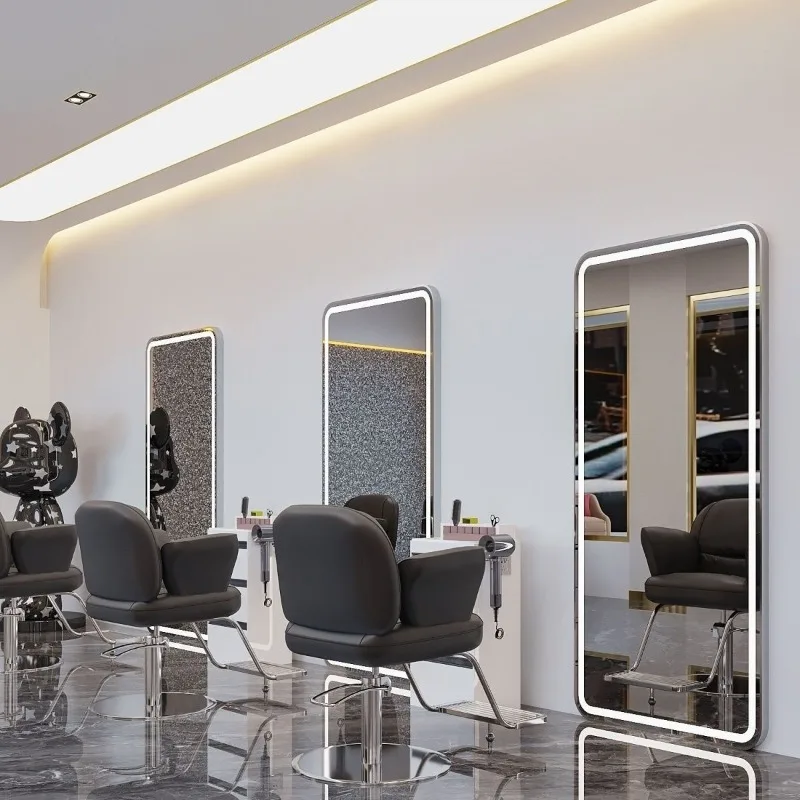 Barber shop mirror hair salon dedicated Internet celebrity mirror wall-mounted luminous new wall-mounted mirror