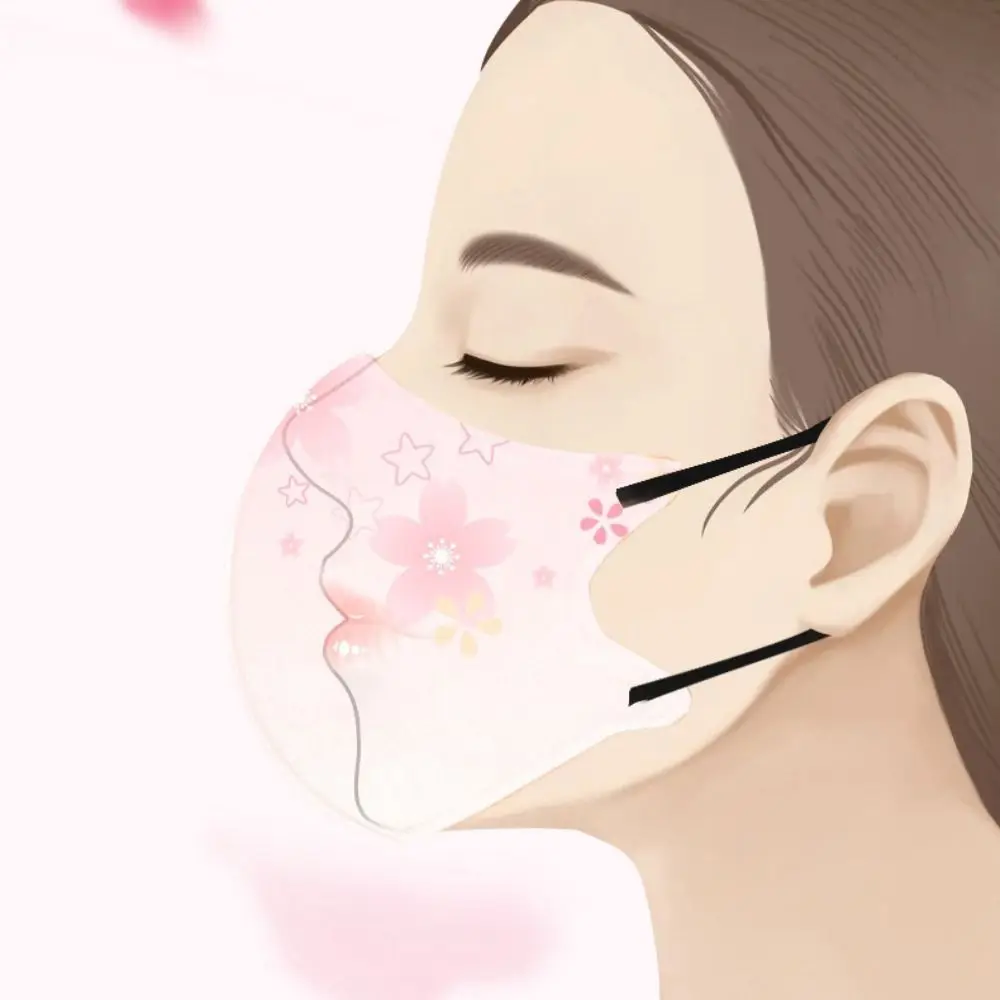 10pcs Gradient Print Color Disposable Face Mask 3D Design V-face Anti Dust Mask 3layer Protective Face Cover Women Female