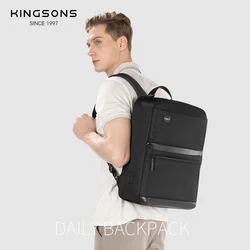 Kingsons Urban Style Backpack For Men 15.6 inch Laptop,1800D Polyester Wear-resistant 180° Opening and Closing With USB Charging