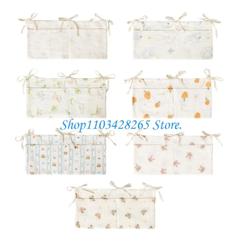 حقيبة تعليق لسرير الأطفال مصنوعة من القطن بتصميم طبقة مزدوجة ومساحة كبيرة وحزام مانع للانزلاق، حل عملي لغرفة الأطفال G2TE #1