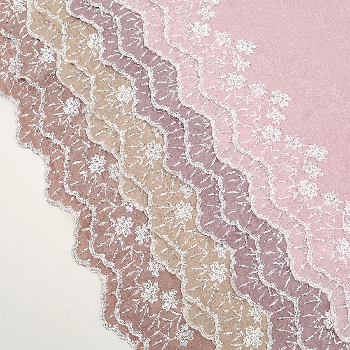 

New Floral Lace Trim Chiffon Scarf Shimmer Sun Protection Shawl Lightweight Summer Outdoor Wrap Cover Up Women Headscarf Hijab