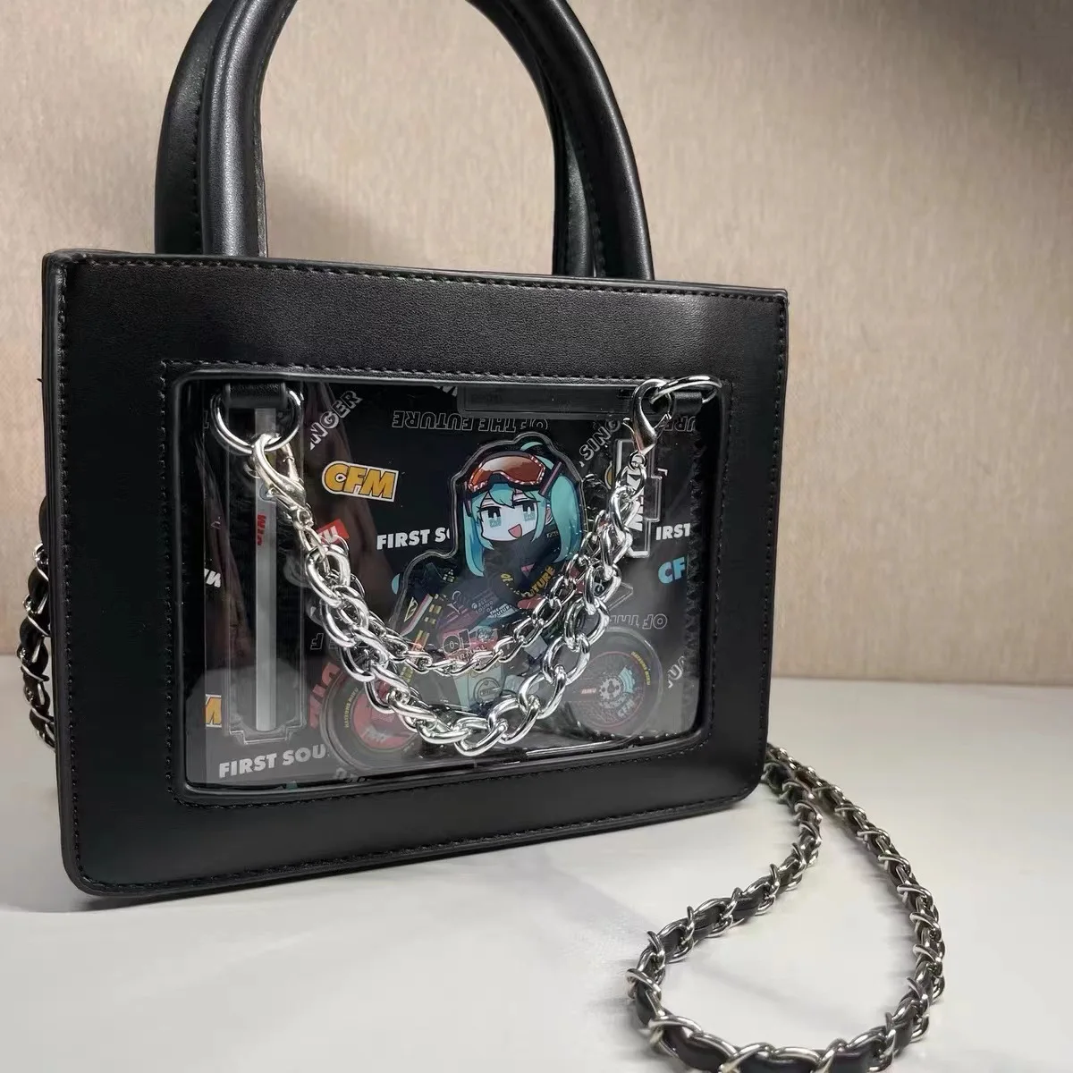 Borsa per le donne 2024 tendenza sottocultura in pelle verniciata Ita borse donna trasparente moda fai da te Harajuku Tote estetico Bolso Mujer