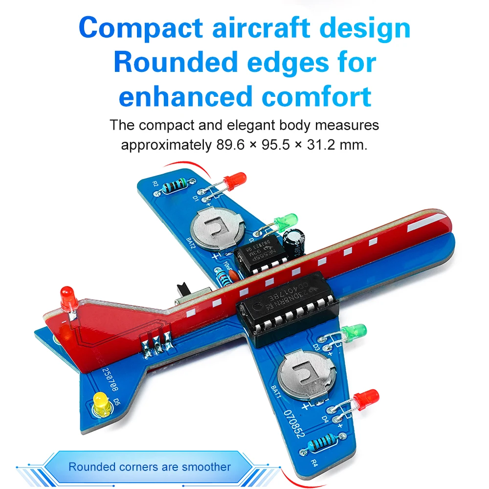 Electronic Small Airplane LED Flow Light Electronic DIY Kit Flash Circuit Small Toy Welding Practice With NE555 CD4017 Chips