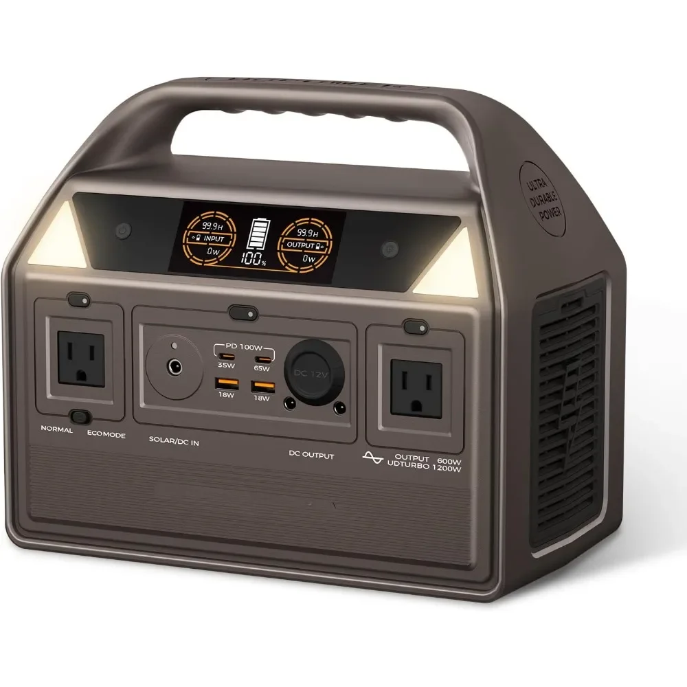 

C600 Portable Power Station - 600W(Surge 1200W) AC Output, 595Wh LiFePO4 Battery, Solar Generator for Camping, Travel, RV